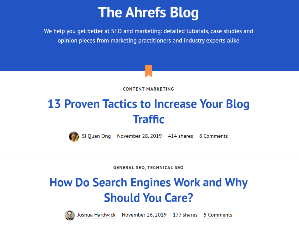 najbolji seo blogovi: ahrefs